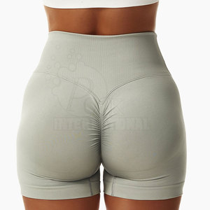 Shorts de Yoga de Cintura Alta para Mujer, Color Sólido, Transpirables, Deportivos, Cintura Elástica, Verde Claro - Product Image 4
