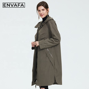 Veste coupe-vent, nouvelle mode printemps, imperméable, sur mesure, longue veste à capuche pour femmes, imperméable grande taille, trench-coat vert pour femmes - Product Image 5