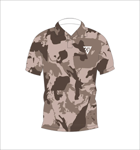 เสื้อโปโลผู้ชายสีน้ำตาลเบจพิมพ์ลายพรางแขนสั้นเสื้อยืดลำลองสำหรับเล่นกอล์ฟฤดูร้อน - Product Image 1