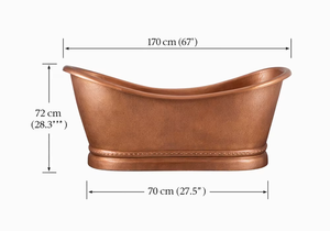 Bañera Independiente de Cobre Antiguo de Lujo, Rectangular, Acabado en Pátina Dorada Francesa, Ecológica, Duradera, Metálica, para Baño de Hielo - Product Image 3