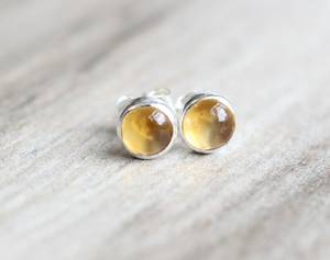 Sterling <b>Silver</b> Citrine Stud <b>Earrings</b> Cabochon Gemstone Minimalist Jewelry Women <b>Earrings</b> Wholesale Supplier - Product Image 1