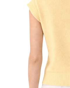 Suéter de Punto sin Mangas para Mujer, Color Amarillo, Bordado Floral, Cuello Redondo, Suave, Ligero, Informal, Chaleco de Verano, Top Elegante y Moderno - Product Image 5