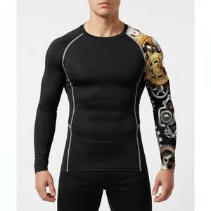เสื้อแรชการ์ดคุณภาพสูง เสื้อแรชการ์ด BJJ พิมพ์ลายโลโก้ตามสั่ง ออกแบบชุดว่ายน้ำของคุณเอง เสื้อป้องกันรังสียูวี เสื้อยืดว่ายน้ำ - Product Image 3