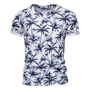 Camiseta de Algodón con Cuello Redondo Estilo Hawaiano para Hombre, Talla Grande, Camiseta Informal de Playa para Verano con Estampado de Palmeras Tropicales - Product Image 6