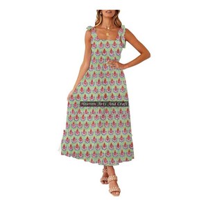 Robe de plage bohème ethnique indienne vintage en coton sans manches, robe de soirée élégante à fleurs pour femmes, robe sans manches - Product Image 3