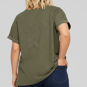 High Quality Eco-Friendly 100% Cotton Women's T-<b>Shirt</b> Regular Fit Acid Wash Summer Appliques Custom Printed Logo Quick Dry - Product Image 2