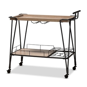Chariot à 3 niveaux en métal et bois écologique au design moderne pour l'extérieur, bar et ferme - Product Image 6