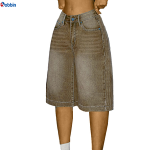 Shorts Vaqueros de Pierna Ancha y Corte Holgado de Alta Calidad para Mujer, Diseño Único, Estilo Casual, Overoles de Mezclilla para Verano - Product Image 2