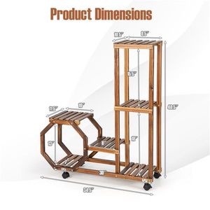Supporto per Piante in Legno con Ruote per Arredamento Soggiorno - Product Image 3