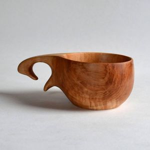 Handmade Wooden Tea <b>Cups</b> Irregular Shape Minimalist Design With Handle Natural Finish Rustic Drinkware Set - Product Image 3
