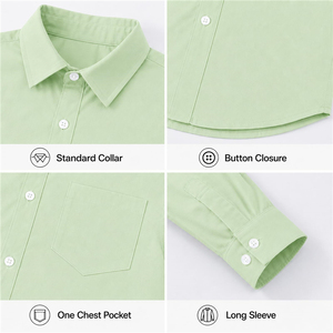 Uniforme Escolar de Verano para Niños, Camisa de Vestir con Cuello y Manga Larga para Jóvenes, Camisas Ligeras con Botones - Product Image 2