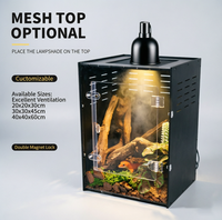 Terrarium pour animaux de compagnie, fabrication directe usine, avec fermeture sécurisée par poussoir, bac en plastique, 8x8x12, côtés respirants, habitat pour gecko
