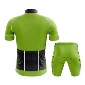 Conjunto de Jersey y Pantalones Cortos de Ciclismo Personalizados en Verde, Talla Grande, con Patrón de Triángulos Negros, Ropa de Ciclismo Unisex, Uniforme de Secado Rápido y Transpirable - Product Image 2