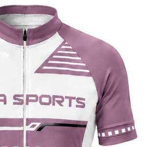 Maillot de Ciclismo Rosa Coral y Blanco de Manga Corta con Cremallera Completa, Camiseta Ligera para Ciclismo, Ropa Deportiva Personalizada - Product Image 3