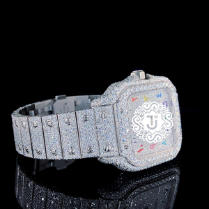 Montre mécanique analogique de luxe en acier inoxydable, entièrement sertie de diamants Moissanite, de qualité supérieure, avec chiffres arabes, idéale pour les soirées sur yacht - Product Image 2