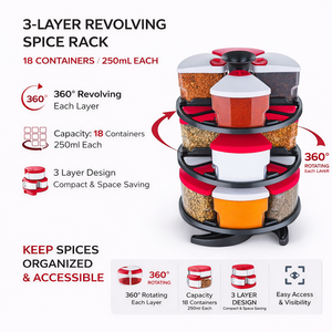 Multi-Functional Rotating Kitchen <b>Spice</b> Rack Organizer with 12 Glass Seasoning <b>Jars</b> 360° Rotatable <b>Spice</b> Storage Rack - Product Image 5