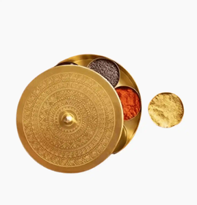 Boîte à épices en laiton de haute qualité Fabriqué à la main Fabricant Grossiste Boîte à épices Boîte Masala à sept compartiments - Product Image 6