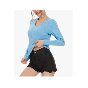 Women's Long Sleeve Crew Neck <b>Raglan</b> T-Shirt Solid Color Slim Fit Knitted Quick Dry Sporty <b>Top</b> All Seasons Gym T-shirt - Product Image 5