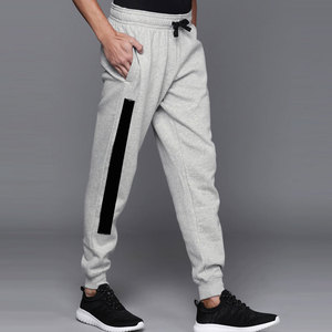 Pantalon de survêtement fitness taille moyenne conçu sur mesure, pantalon de survêtement en coton polaire à la mode avec panneau latéral et logo imprimé brodé - Product Image 1