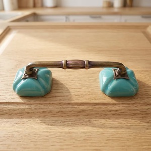 <b>Ceramic</b> Octagonal <b>Drawer</b> Pull Handle Turquoise Bronze Bar for Kitchen Cabinet Modern Style Durable Eco-Friendly Adjustable - Product Image 3