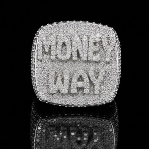 925 Sterling <b>Silver</b> Moissanite Diamond <b>Ring</b> VVS Round Brilliant Cut Hip Hop Luxury Iced Out Bling <b>Mens</b> Statement <b>Ring</b> - Product Image 1