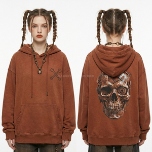 Sweat-shirt polaire personnalisé pour femme, coupe courte, couleur ivoire, avec imprimé graphique 'Blood Bag IV Skull', ourlet brut, style streetwear, vente en gros - Product Image 6