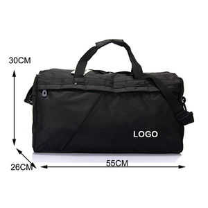 Nouvel article : Sac de sport unisexe 30-40L en polyester avec fermeture éclair, sangle réglable, design décontracté noir uni - Product Image 3