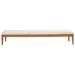 Chaise longue Miro en teck massif WoodgrandLiving, moderne, pour l'extérieur, avec dossier inclinable manuel et coussin en éponge, pour la plage, le jardin, la terrasse - Product Image 3