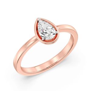Bague solitaire taille poire 0,50 ct - Product Image 6