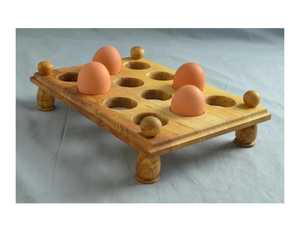 Wooden <b>Egg</b> Holder Tray 6 Slot <b>Egg</b> <b>Storage</b> Rack Kitchen Countertop Organizer Rustic Farmhouse <b>Egg</b> Display Stand - Product Image 6