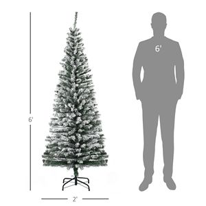 Albero di Natale Artificiale Verde Floccato da 210 cm con Supporto Pieghevole in Acciaio e Materiale PE PVC - Product Image 3
