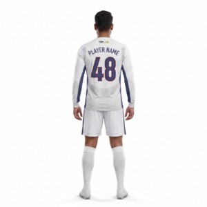 Maillot de football Topline pour homme, blanc, bleu, rouge, color-block, col en V, manches courtes, respirant, anti-humidité, 320g polyester, adulte - Product Image 5