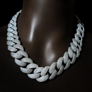 Premium Man's 925 Sterling <b>Silver</b> Round Cut Moissanite <b>Cuban</b> Necklace Fully Pave Setting Gold Plated Hip Hop Style Fine <b>Chain</b> - Product Image 6