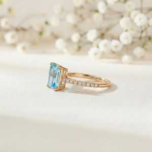 Anillo de Eternidad de Plata de Ley 925 con Diseño Romántico Clásico, Anillo con Piedra de Topacio Azul Cielo Natural, Anillo para Uso Diario - Product Image 6
