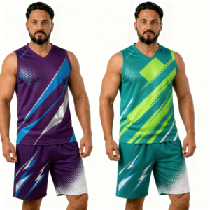 Conjunto de camiseta sin mangas y pantalones cortos con estampado geométrico para hombre, cuello en V, de secado rápido, tejido de poliéster, estilo deportivo, para verano. - Product Image 1