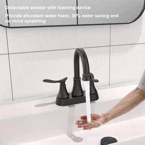 Rubinetto per lavabo bagno a 2 maniglie da 4 pollici in bronzo lucidato a olio con scarico a scomparsa e tubi di alimentazione (non disponibile per la spedizione) - Product Image 5