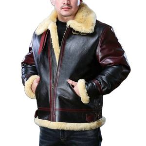 Chaqueta de Cuero Genuino Unisex de Primera Calidad, Chaqueta de Piel de Oveja con Forro de Borrego, Chaqueta Bomber de Invierno Personalizada al por Mayor OEM - Product Image 1