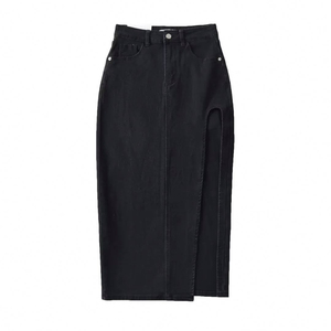 Nueva Falda Vaquera de Invierno para Mujer, Estilo Spicy Girls, Cintura Alta, Corte Lápiz, Abertura Lateral, Elegante, Largo Medio, Secado Rápido, 100% Algodón - Product Image 1