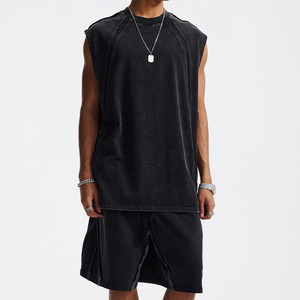 Débardeur d'été pour homme, sans manches, col rond, coupe ajustée, en mélange de coton, pour entraînement, musculation, décontracté, gym, sport - Product Image 2