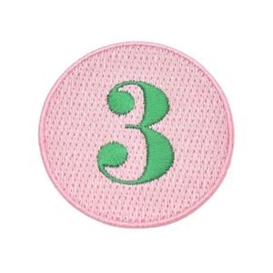 Pretty Girl Number 3 <b>Patch</b> Pink & Green Embroidered Round Badge Iron On Sew On Applique for <b>Jackets</b> Backpacks Hats DIY - Product Image 1
