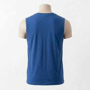 Camiseta sin mangas de punto con cuello redondo para hombre, corte regular, color sólido, algodón, ropa informal, transpirable, para fitness - Product Image 4