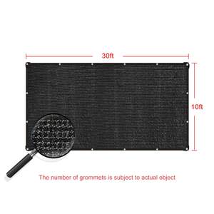 Filet pare-soleil noir lourd de 10 pieds * 30 pieds avec conception à clipser, pare-soleil résistant au vent pour patio/balcon pour la protection solaire - Product Image 5