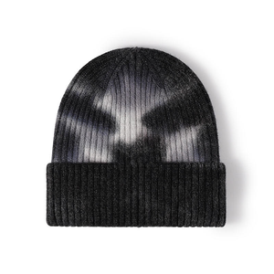 Bonnet unisexe tie-dye rose et bleu marine avec patch carré, style streetwear, bonnet d'hiver pour adultes, tenue décontractée - Product Image 1