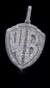 Custom 55CT Lab Grown Diamond <b>Pendant</b> Wholesale Two Letter <b>Initial</b> 925Silver 10KSolild Gold Heavy 120g Baguette Base Bling Charm - Product Image 2