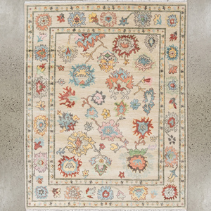 Alfombra Clásica de Lana Tejida a Mano de Primera Calidad, Color Marfil, con Patrón Floral Colorido, Pelo Plano, Decorativa para Sala de Estar y Dormitorio - Product Image 6