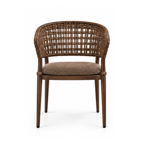 Sillón de Comedor Curvo Tejido con Estructura de Aluminio y Asiento Tapizado para Hostelería Moderna y Mobiliario Comercial - Product Image 2