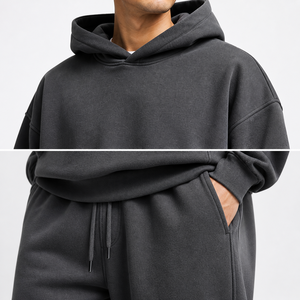Ensemble de survêtement décontracté de haute qualité pour l'hiver, sweat-shirt à capuche et pantalon de jogging, ensemble personnalisé en molleton pour femmes, hommes et unisexe, 2 pièces - Product Image 4