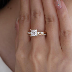 Igi/gia แล็บตัดเพชรวินเทจ14K สีเหลืองแหวนแต่งงาน/งานหมั้นใส่ได้ทั้งชายและหญิงสีขาวทองคุณภาพดีสำหรับงานปาร์ตี้ครบรอบ-คุ้มค่า - Product Image 1