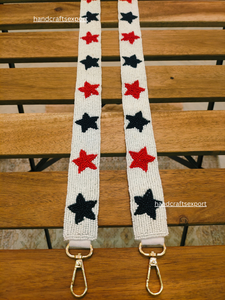 Fashion Eco-Friendly Lightweight Beaded Star Pattern Strap <b>Red</b> Black White stars Bag Accessory - Product Image 2