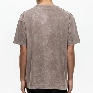 เสื้อยืดโอเวอร์ไซส์ผู้ชาย คอโอ ทรงหลวม สไตล์สตรีทแวร์ ผ้าฝ้าย 100% ล้างแบบวินเทจ ย้อมสีแบบแอซิดวอช ป้องกันรอยยับ แบบสั่งทำพิเศษ - Product Image 4